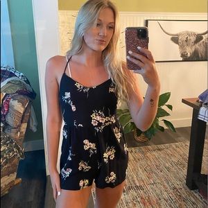 Garage Black Floral Romper